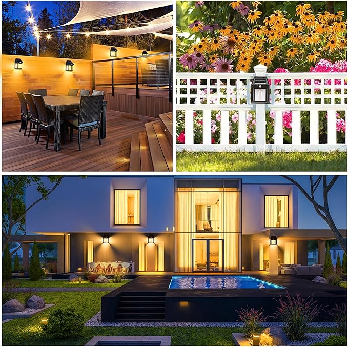 Joomer Solar Wall Lights Outdoor 2PACK ,Solar Wall Lantern with 3 Modes & Motion Sensor,Dusk to Dawn Porch Lights Fixture,Waterproof Exterior Lighting with Clear Panel for Entryway Front Door