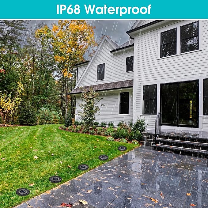 NFESOLAR Solar Ground Lights Outdoor 8 Pack, IP68 Waterproof Flat Solar Outdoor Lights Bright Solar Powered Landscape Lighting for Yard Garden Lawn Patio Driveway Pathway Decor (Warm White)