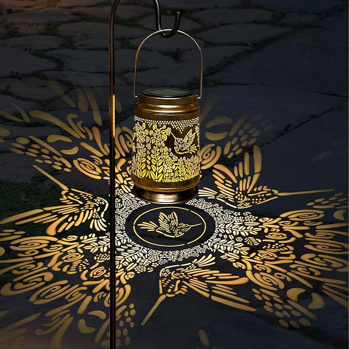 KY&BOSAM Fly Hummingbird Solar Lanterns Outdoor Waterproof Hanging Solar Lights Christmas Gifts for Women Men Metal Bird Decoration LED Solar Lantern Garden Decor for Yard,Tabletop,Pathway,Landscape