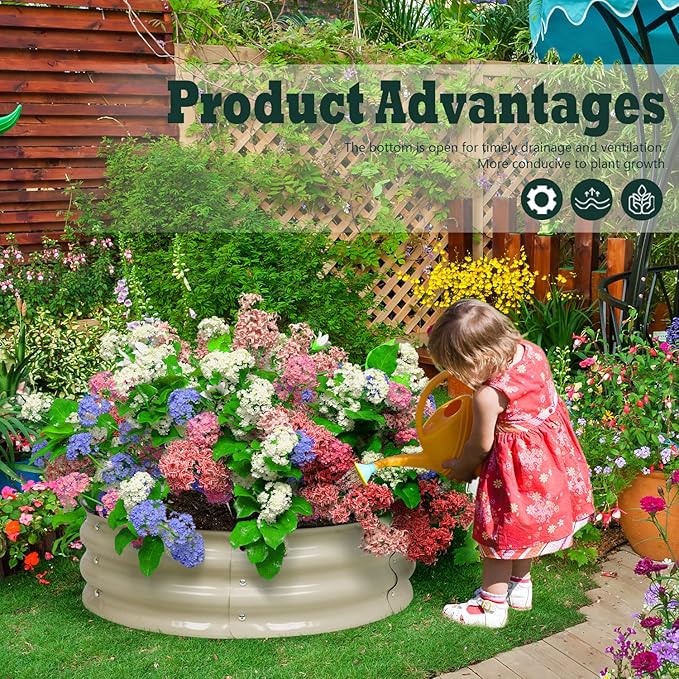 BPS Metal Raised Garden Bed, 2-Pack 2.5FT Diameter Galvanized Planter Raised Garden Boxes for Flower Planters, Vegetables Herb