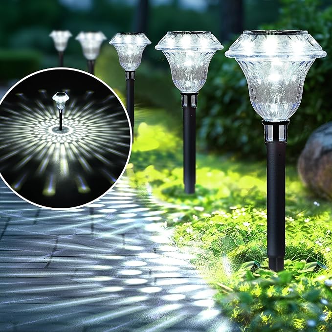 SOLPEX Solar Pathway Lights Garden Decor for Yard, Garden Lights Solar Powered Waterproof Landscape Lighting, Solar Outdoor Lights Porch Decor for Path Walkway Driveway (8 Pack Cold White)