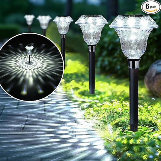 SOLPEX Solar Pathway Lights Garden Decor for Yard, Garden Lights Solar Powered Waterproof Landscape Lighting, Solar Outdoor Lights Porch Decor for Path Walkway Driveway (6 Pack Cold White)
