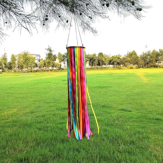 Satin Ribbon Windsock Streamer, Outdoor Decorations for Your Patio, Garden, Yard, Dock and Camper, 49-Inch, WS49-XZH