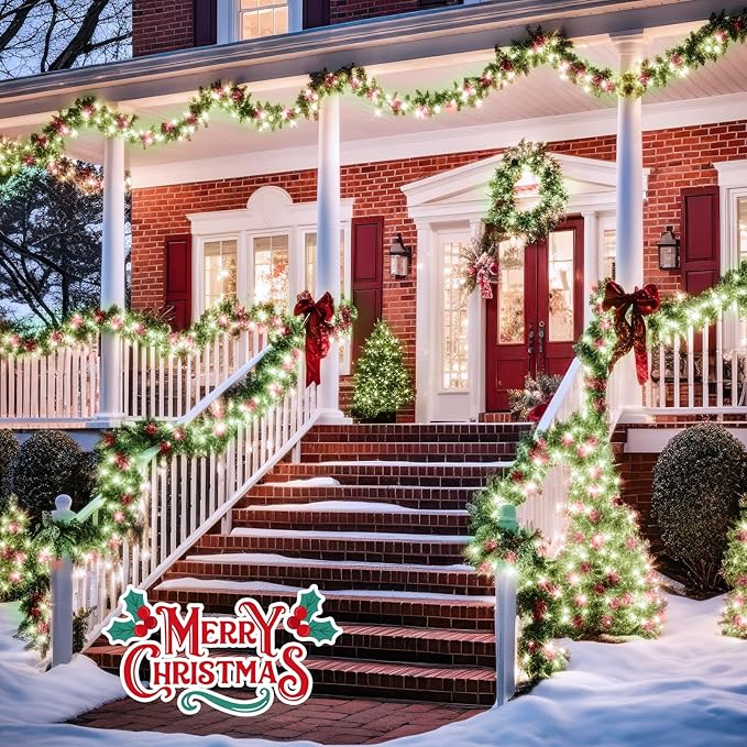 Minetom Red & Green Christmas Lights, 66ft 200 LED Outdoor Christmas Lights Connectable, 8 Modes Mini Christmas String Lights Plug-in Mini Xmas Tree Lights with Timer for Outside Garden Party Decor