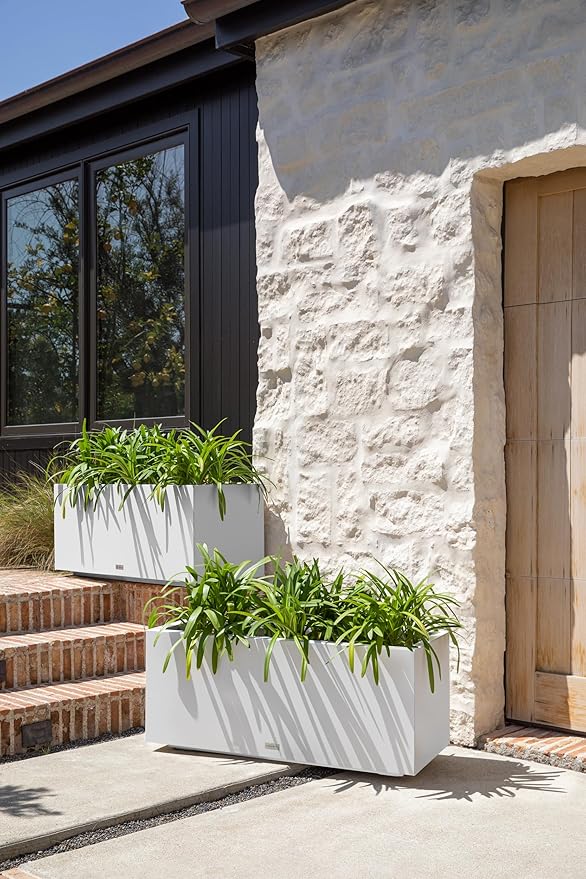 Veradek Block Series Long Box Planter - Large Rectangular Planter for Indoor or Outdoor Patio/Porch | Durable All-Weather Use with Drainage Holes | Modern Décor for Tall Plants, Flowers or Shrubs