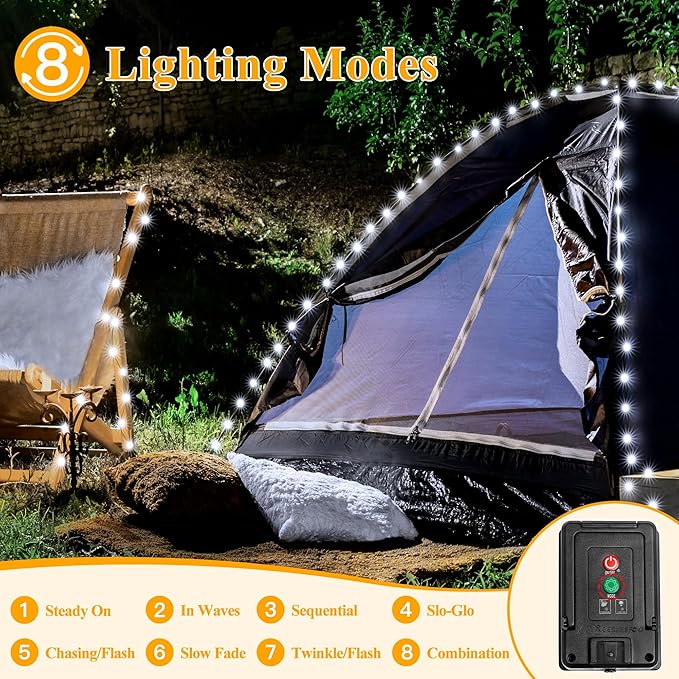 Ollny Solar Outdoor Lights, 2 Pack Total 132FT 400LED Solar Fairy Lights, IP67 Waterproof 8 Modes String Lights for Tree Yard Garden Patio Party, Cool White