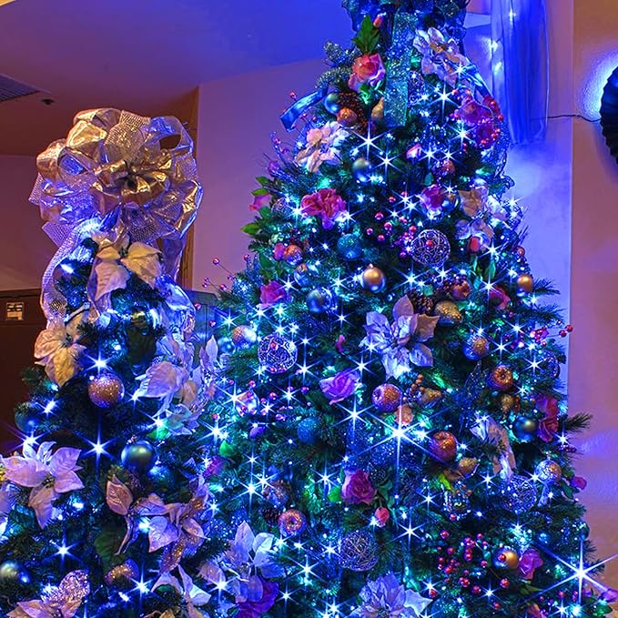 Blue Christmas Lights, 2 Pack Total 40 FT 200 Count Incandescent Christmas Mini Tree String Lights, Waterproof Christmas Decorations for Outdoor Indoor Xmas Patio Home Party Garden Yard Decor