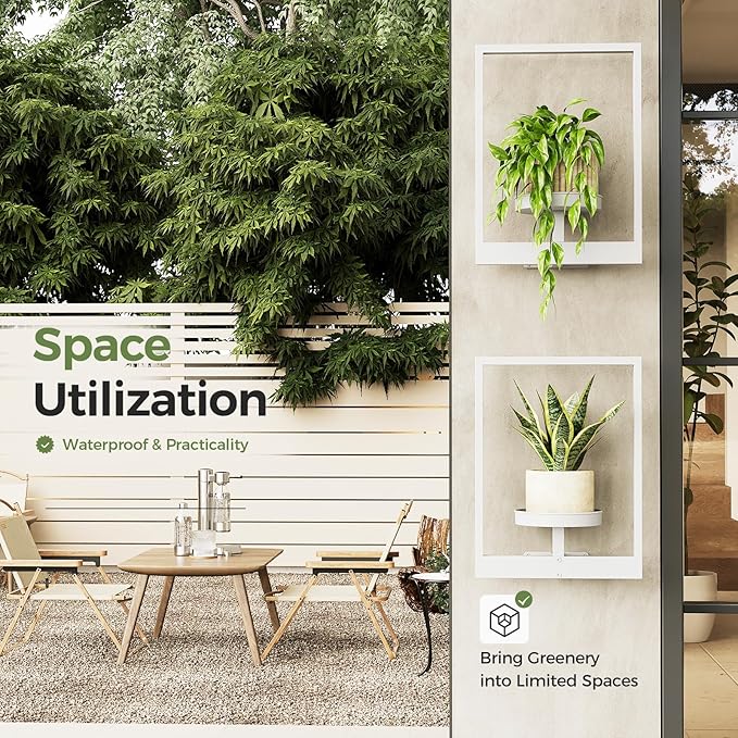 Bamworld Wall Plant Hanger Indoor Wall Planters for Indoor Plants Window Plant Shelves Wall Plant Holder Plant Stand Indoor Wall Decor, Plant Decor, Room Decor, White (Patent Design)