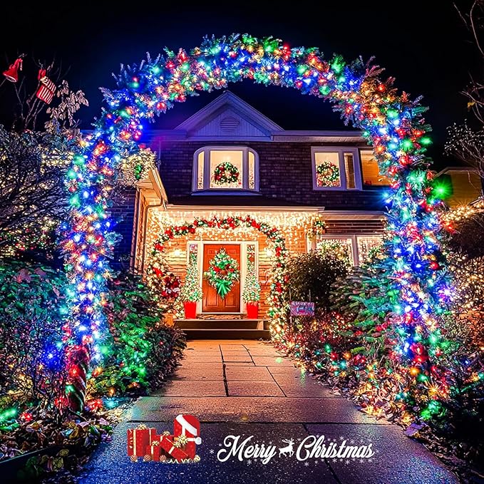 JMEXSUSS Multicolor Christmas Tree Lights Indoor Outdoor, 200 LED Clear Wire, 66ft Colorful Plug-in for Bedroom Room Party Xmas Decorations