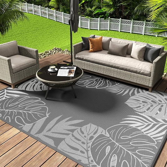 COCOER Tropical Outdoor Rug 6x9 Reversible-Waterproof Patio Rug-Quick Dry Outdoor Carpet-Outdoor Area Rugs Indoor Outdoor Rugs-Outside Rug Patio Decor for Porch Deck Balcony Backyard
