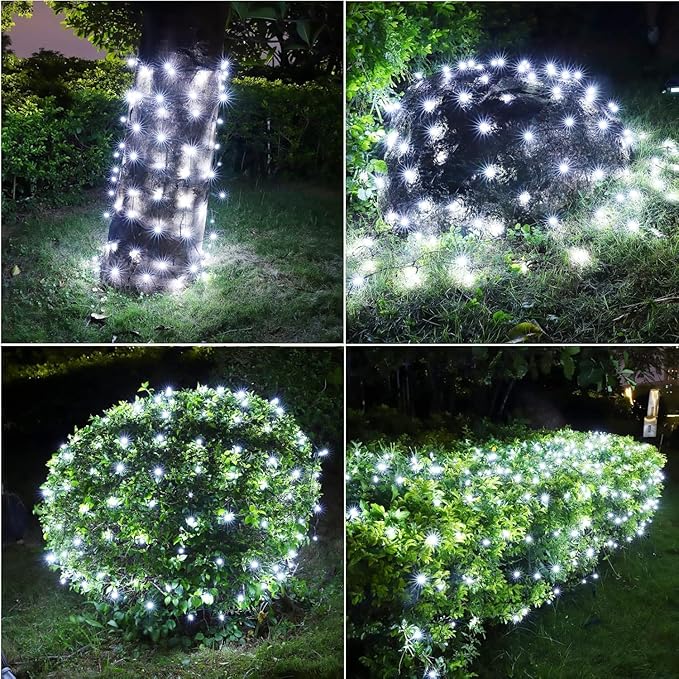 6Ftx4Ft LED Christmas Net Lights Green Wire,Connectable UL Certified Waterptoof Net Lights for Bushes Trees Shurb Garden Outdoor Christmas Decorations