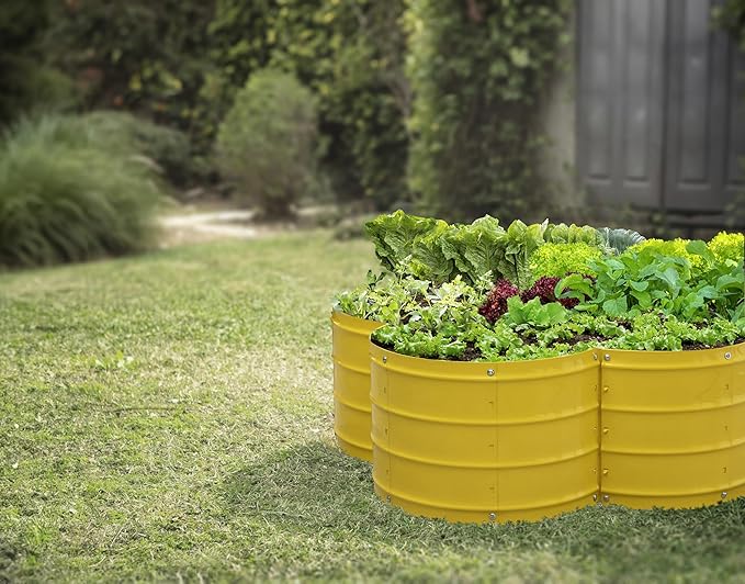 Galvanized Raised Garden Beds Outdoor // 3×3×1 ft Planter Raised Beds for Gardening, Vegetables, Flowers // Large Metal Garden Box (Yellow) // Patented Tool-Free Design