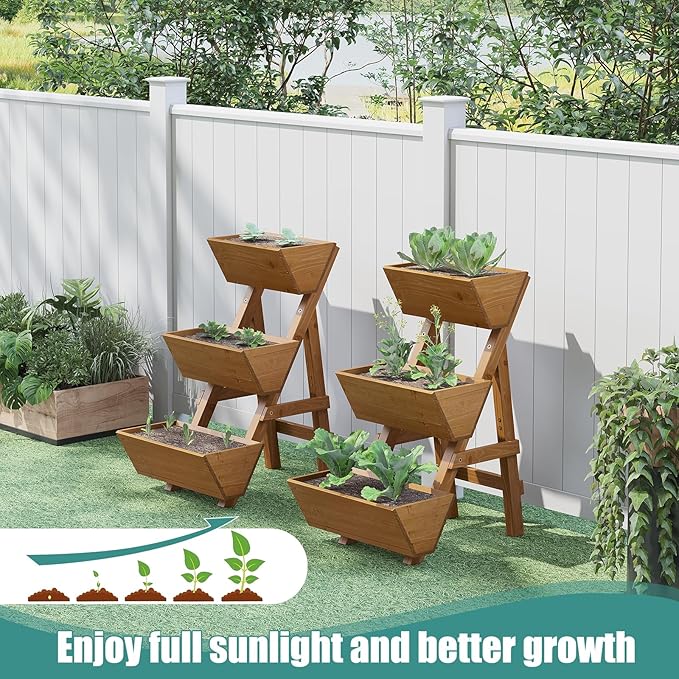 Small Raised Garden Bed, 3 Tier Vertical Garden Planter for Indoor & Outdoor, Raised Planter Box with Legs