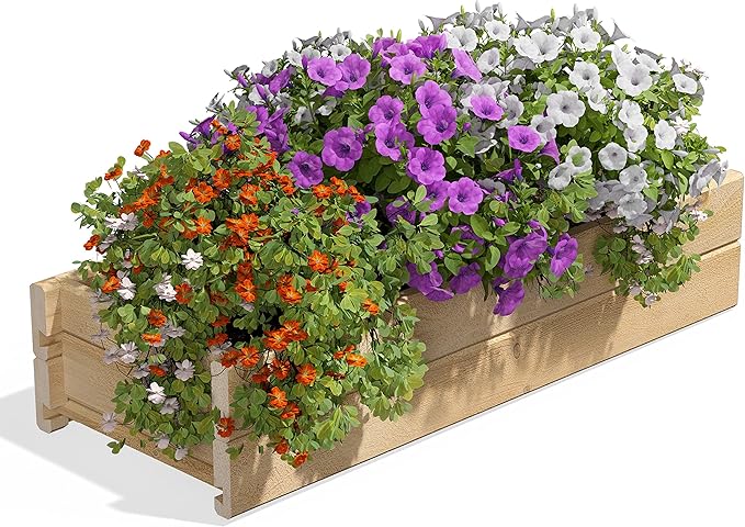 Greenes Fence Cedar Wood Planter Box with Wall Mount Brackets, 32" x 11" x 7" - Made in USA with North American Cedar