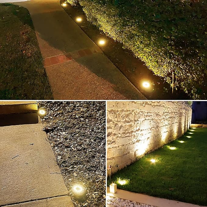 NFESOLAR Solar Ground Lights Outdoor 8 Pack, IP68 Waterproof Flat Solar Outdoor Lights Bright Solar Powered Landscape Lighting for Yard Garden Lawn Patio Driveway Pathway Decor (Warm White)