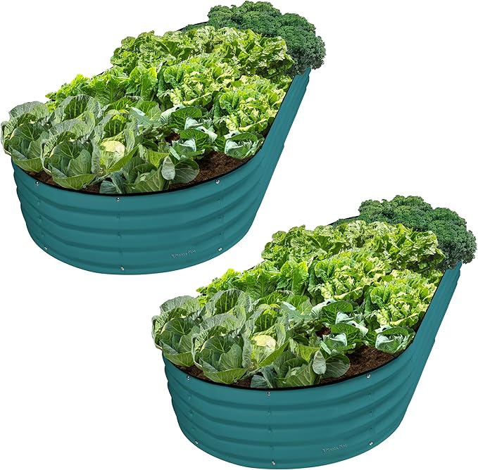 Galvanized Raised Garden Beds Outdoor // 8×4×1 ft (2-Pack) Planter Raised Beds for Gardening, Vegetables, Flowers // Large Metal Garden Box // Patented Tool-Free Design (Turquoise)