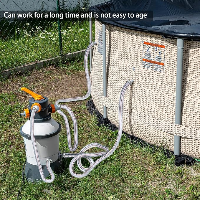 Frienda Heavy Duty Steel Wire Flexible Tubing with Fasteners PVC High Pressure Drain Hose Tube Pond Tubing Clear Wire Reinforced for Pond Bilge Pump Vacuum Suction Hose(10 Ft, 1.5 Inch Id)