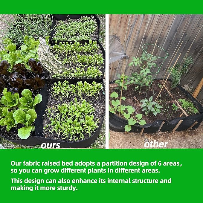 CJGQ Fabric Raised Garden Bed 4x2x1ft Garden Grow Bed Bags for Growing Herbs, Flowers and Vegetables 55 Gallon