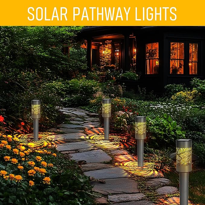 Dazzle Bright Solar Pathway Lights Outdoor, 12 Pack LED Warm White Waterproof Solar Powered Landscape Lights for Walkway Driveway Lawn Patio Yard Garden