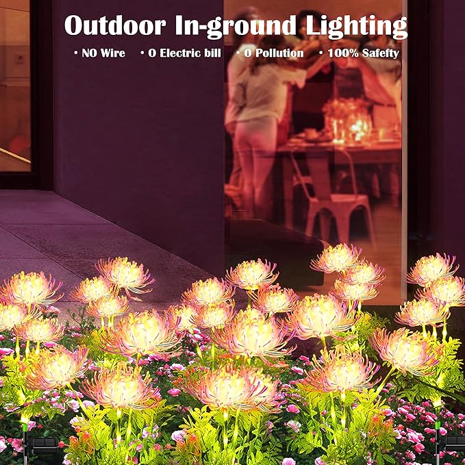 SunKite Solar Garden Lights, Solar Flowers Lights with Glowing Flowers & Stems, Outdoor Stake Decorative Lighting Waterproof for Garden,Yard Patio Pathway Decor,Gift for Mother（4 Pack）