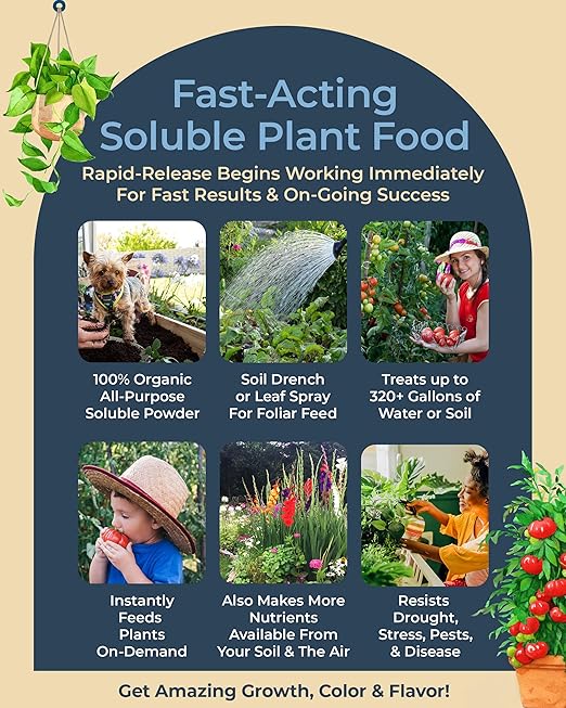 Organic Plant Magic - Truly Organic™ Fast-Acting Soluble Plant Food: All-Purpose Fertilizer Concentrate for All Flower Vegetable Herb Fruit Tree Shrub Container Garden & House Plants [5 lb Bucket]