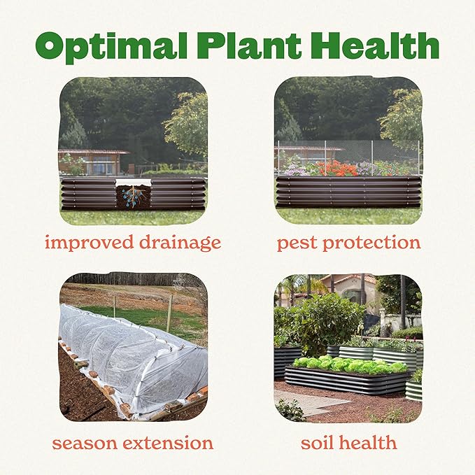 Epic Gardening 5-in-1 Modular Galvanized Raised Garden Bed Kit, 30" Short Metal Planter Box, Durable Aluzinc Steel Raised Garden Bed Outdoor for Vegetables, Herbs, Flowers & Fruits - Round Light Clay