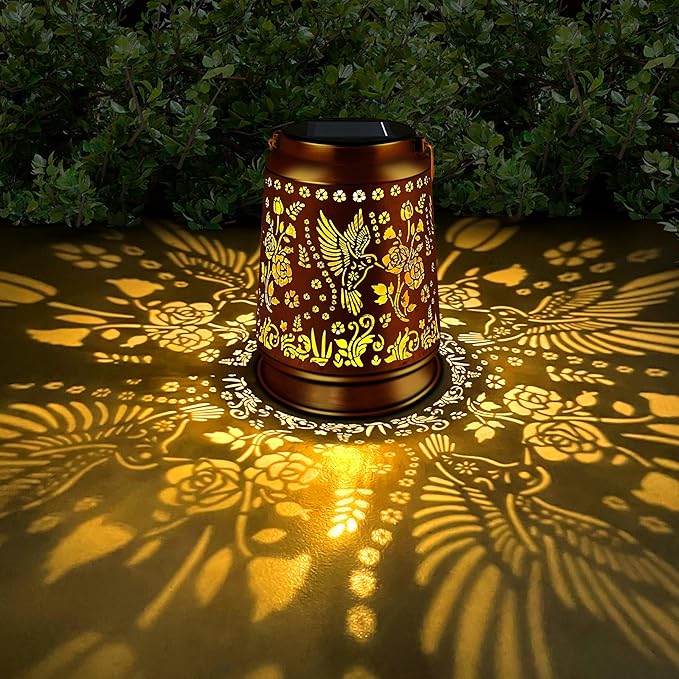 KY&BOSAM Solar Hummingbird Lanterns Outdoor Waterproof,LED 300 Lumens Metal Hanging Outside Lantern Lights Decorative for Yard Backyard Porch Garden Decorations Birthday Gifts for Women Mom Grandma