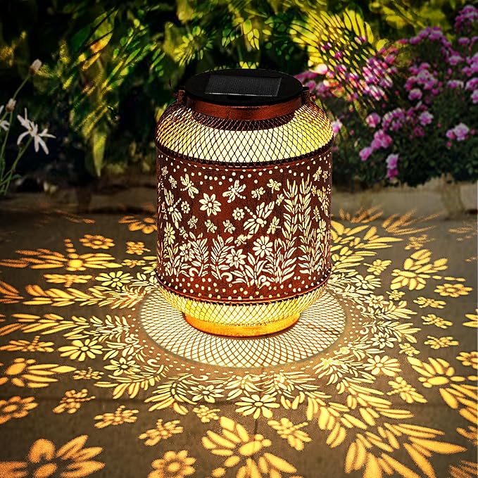 Dragonfly Solar Lanterns Outdoor Waterproof, Hanging Solar Garden Lights, Metal Lights for Yard, Patio, Lawn, Pathway, Garden Decor, Gardening Gifts for Women, Mom, Grandma