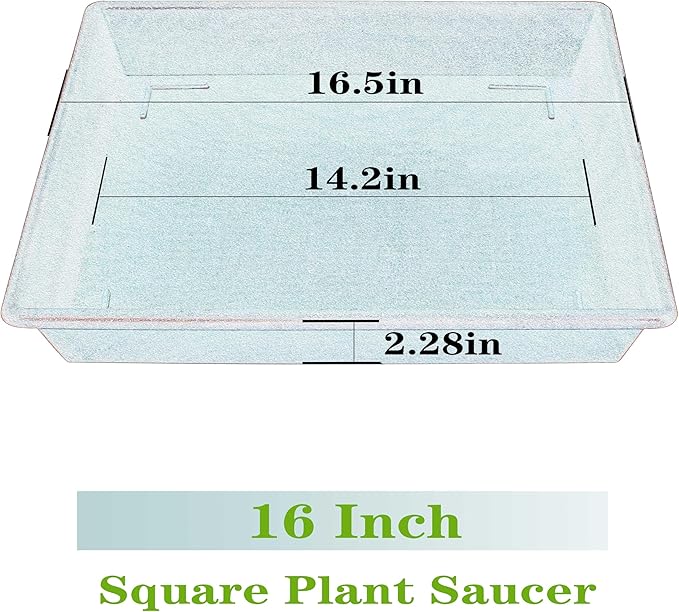 Square Plant Saucer 16 Inch 4 Pack, Plant Stand Plant Trays for Pots Heavy Duty Plastic Plant Saucers for Indoors Outdoors, Flower Pot No Holes Terracotta Plant Lover Gardening Gifts