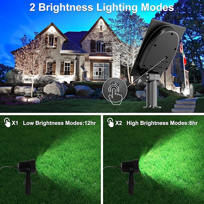 Solar Spot Lights Outdoor, 4-in-1 Solar Landscape Spotlight Waterproof 9.8ft Cable, 5W 3000mAh, Auto ON/Off Adjustable Solar Wall Lights for Yard, Ground, Garden, Pool, Lawn (Cold White)