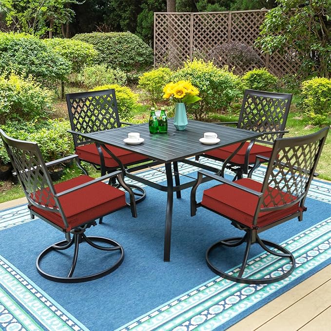 LVTXIII Patio Chair Cushions 19"x19"x3", Water-Repellent Outdoor Seat Cushions for Patio Furniture, Square Chair Pads with Ties for Home Garden Decoration, Set of 2, Brick Red