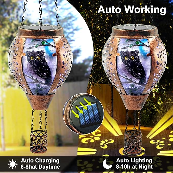 Solar Hot Air Balloon Lantern Warm White Light, Solar Hot Air Balloon Waterproof Lantern, Suitable for Garden Farmhouse Decoration (GardenGnome2pcs)