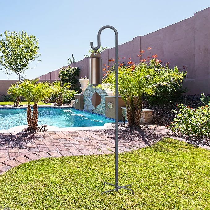 Highpro Shepherds Hooks for Outdoor 47 Inch Bird Feeder Pole Squirrel Proof Hummingbird Feeder Stand Heavy Duty with 5 Prong Base for Hanging Bird Feeder, Plant Baskets, Solar Light Lanterns