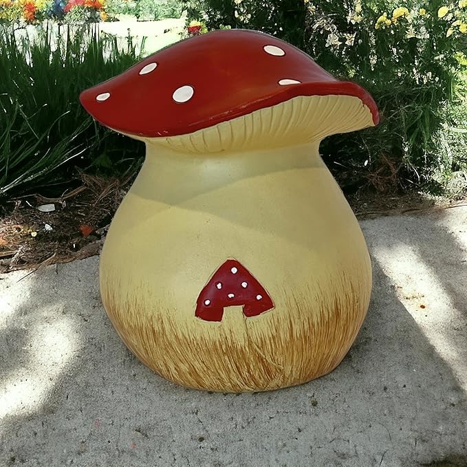 Toadstool Decorative Garden Statue and Key Hider - Hides a Secret Extra Hidden Key Outside in Garden, Yard or Porch