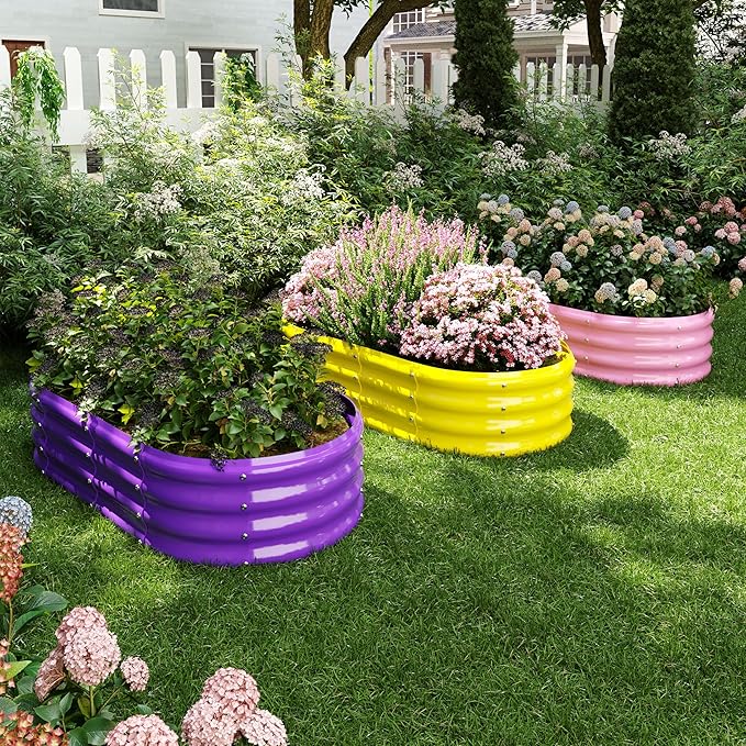 Raised Garden Bed, 4x2x1ft Raised Beds for Gardening Outdoor for Vegetables Flowers Ground Planter Box，Galvanized Raised Garden Beds